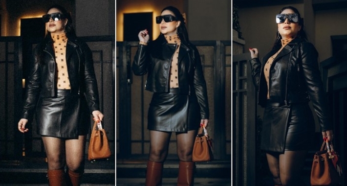 #شرطة_الموضة: بوسي بتنورة جلد قصيرة وحقيبة من Hermes وحذاء من Givenchy و"توكة" من Prada … سعر الإطلالة يقترب من 2 مليون جنيه