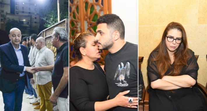 عمرو أديب وخالد يوسف وأشرف زكي في عزاء حماة محمد السبكي