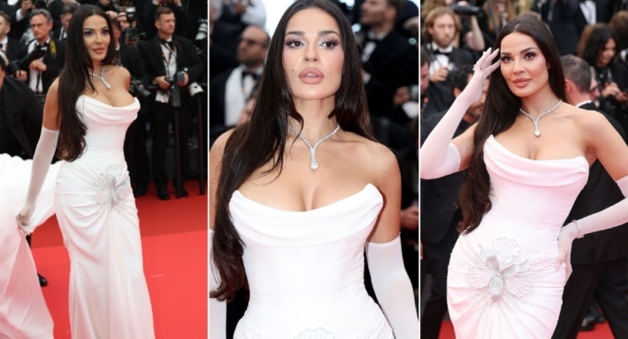 نادين نسيب نجيم تلفت الأنظار بفستان عروس على السجادة الحمراء لمهرجان "كان" السينمائي