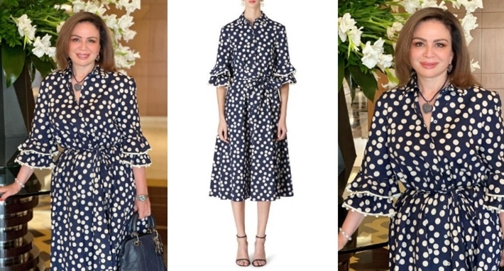 #شرطة_الموضة: إلهام شاهين تقابل زوجة رئيس العراق بفستان Polka Dots أنيق ... سعره 84 ألف جنيه
