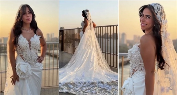 #شرطة_الموضة: ابنة ماجد المصري ترتدي فستان زفافها من تصميم زوجة والدها رانيا أبو النصر