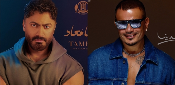 حرب الأعلى استماعا مازالت مشتعلة  - عمرو دياب وتامر حسني يواصلان نشر صور تصدرهما منصات الأغاني