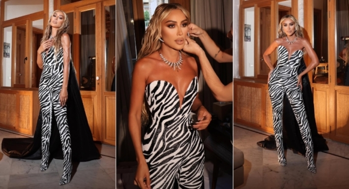 مايا دياب تستعرض تفاصيل إطلالتها في حفل جوائز BIAF ... اعتمدت على تصميم "الزيبرا" الجريء بالأبيض والأسود