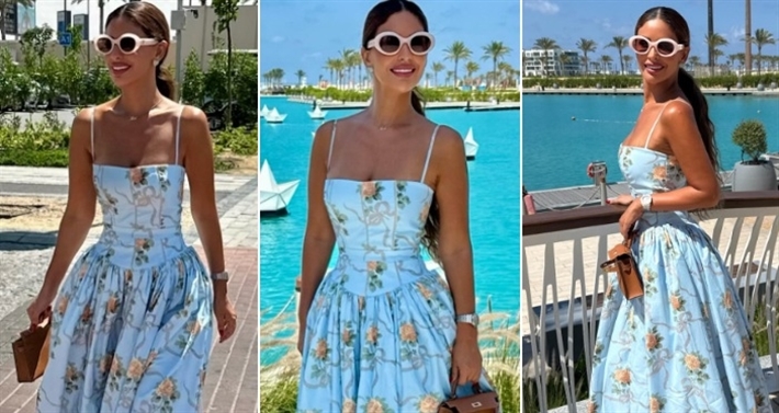 #شرطة_الموضة: مي سليم بفستان A-Line برسومات ورود من Bodycon … سعره في متناول اليد