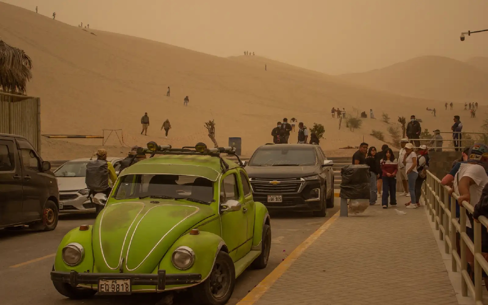 Sand and dust storm sweeps across southern Peru