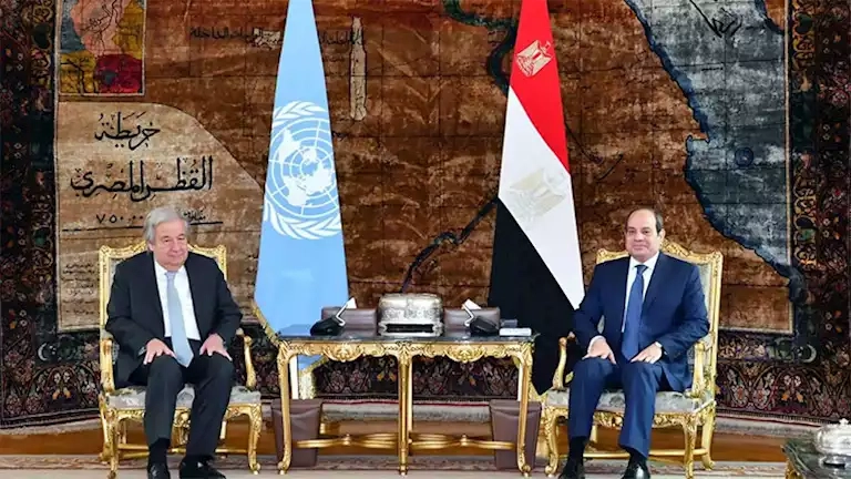 السيسي و"جوتيريش" يشددان على رفض إخلاء قطاع غزة.. ومسابقة لتعيين 5500 معلم مساعد