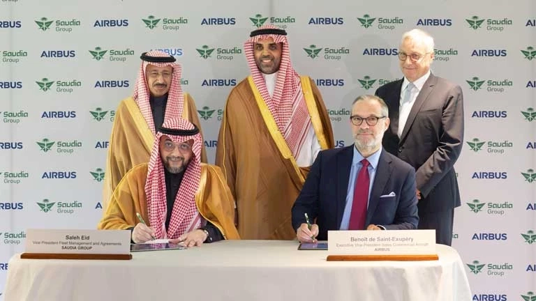 مجموعة السعودية توقع صفقة طائرات عريضة البدن مع شركة ايرباص بواقع 20 طائرة