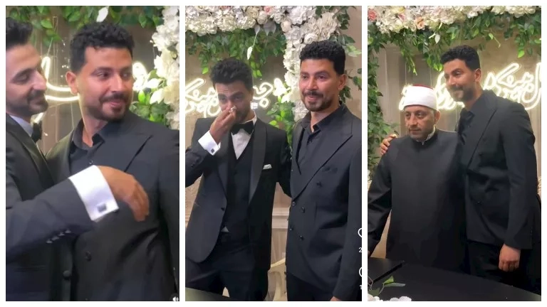 بالصور والفيديو.. بكاء محمد أنور في حفل زفاف شقيقه