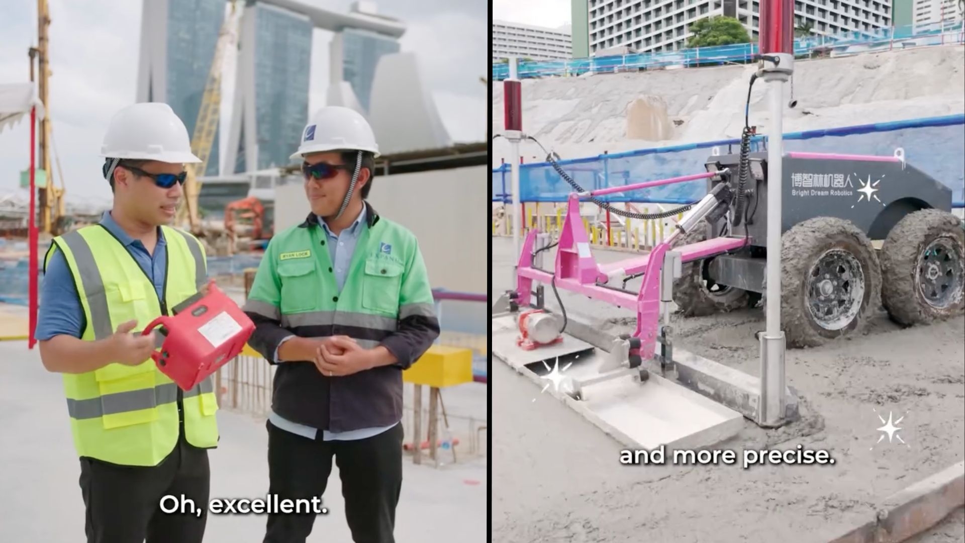 'Would you like to have a go?' — Desmond Lee was asked if he wanted to try out Singapore's pink concrete-laying robot at NS Square