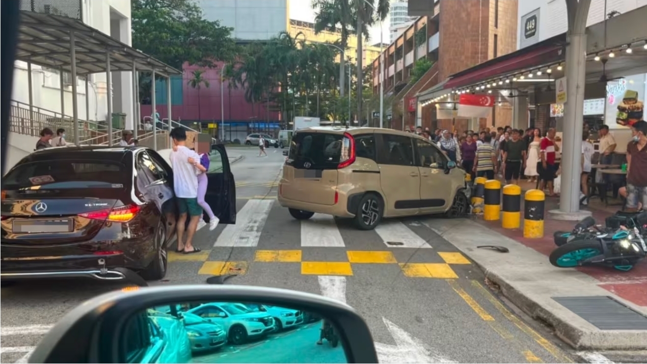 Young motorcyclist sent to hospital after 83-year-old woman loses control of car at Clementi