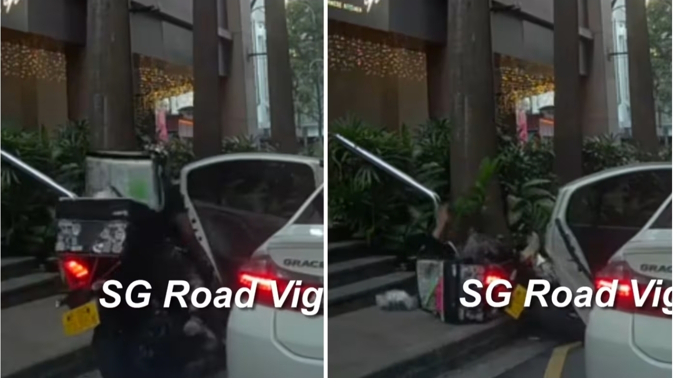 Motorcyclist tries to overtake car but gets injured after car door opens; viral dashcam video draws mixed reactions