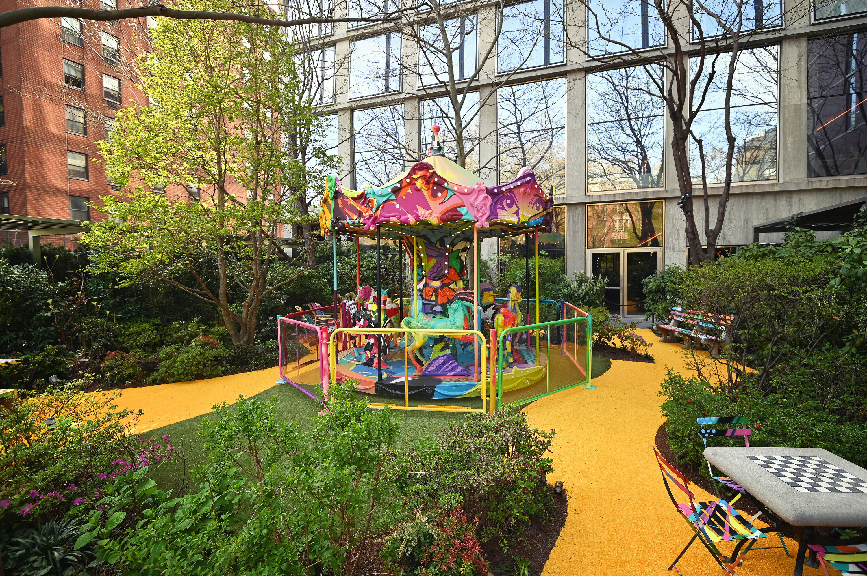 There's an adorable new ridable life-sized carousel outside the PUBLIC hotel