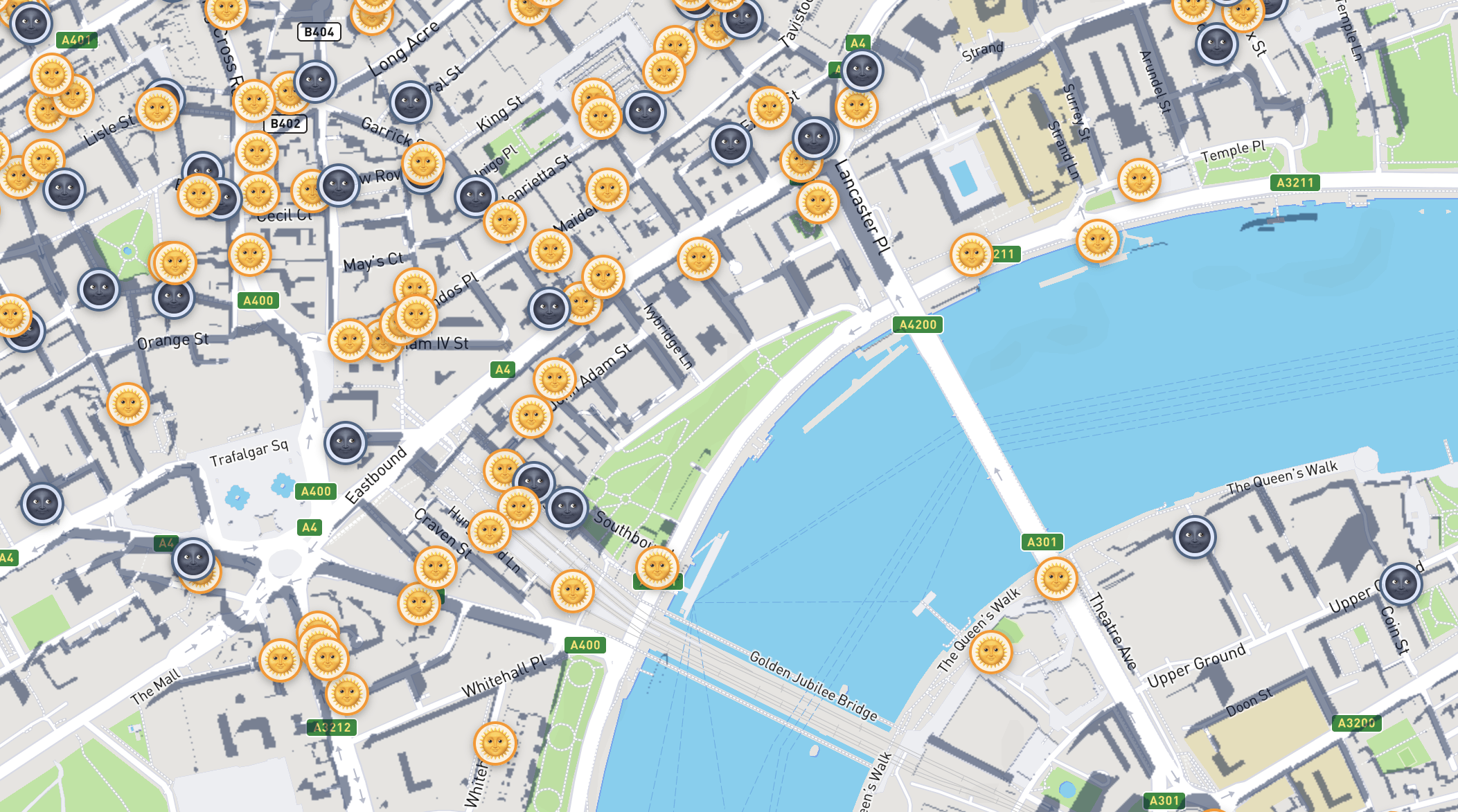 A game-changing new London pub map shows which boozers are currently in the sunshine