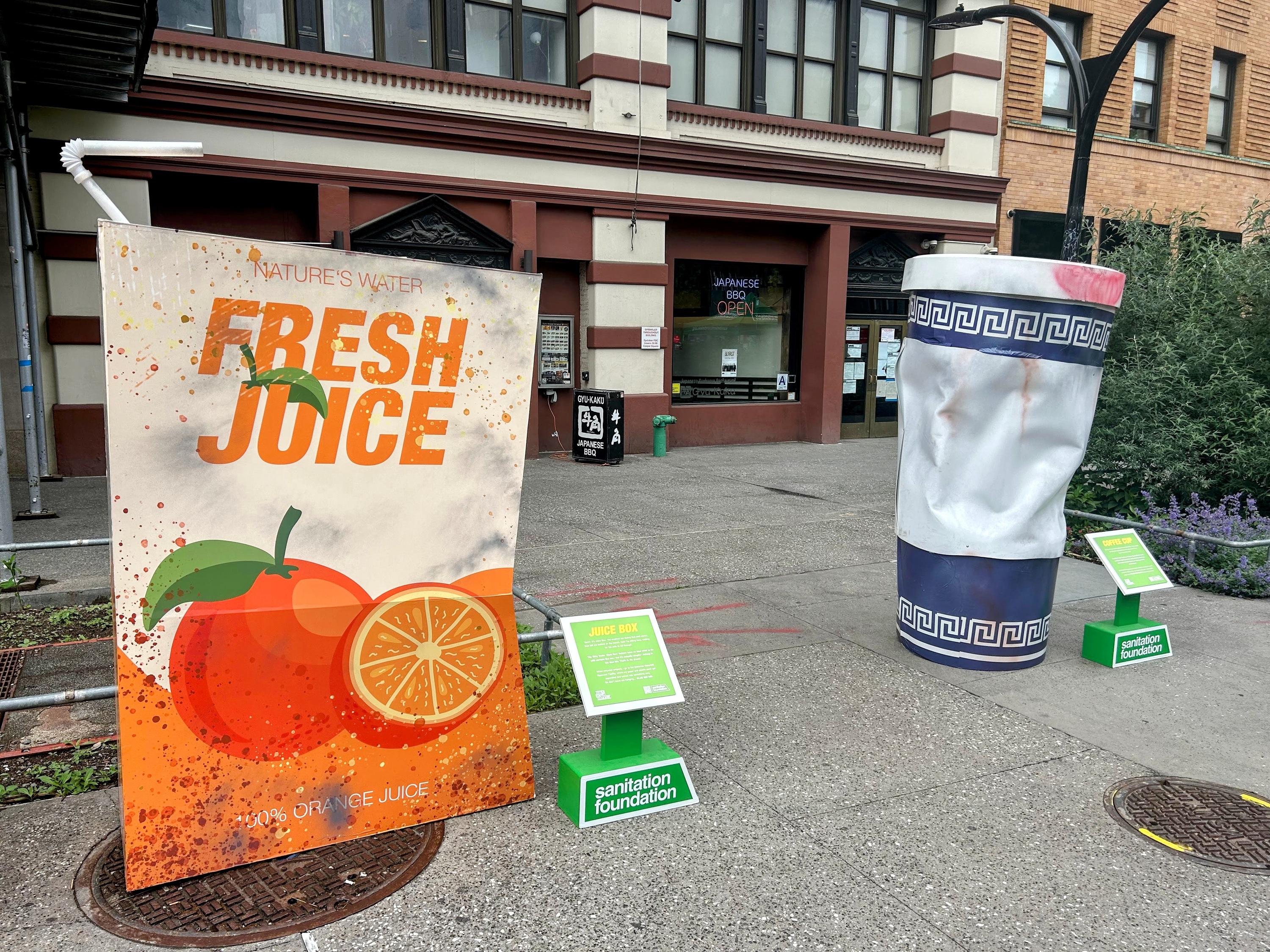 Giant trash structures are coming to Cooper Square as part of an anti-littering campaign