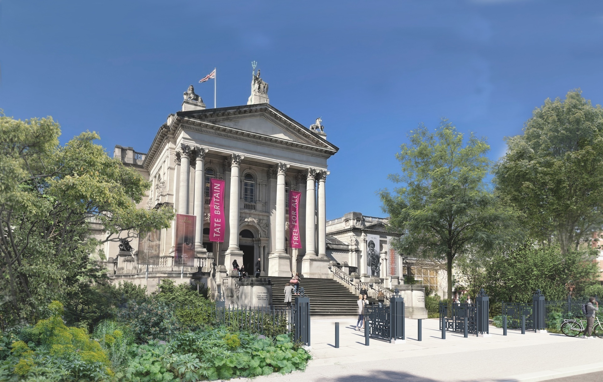 Tate Britain has unveiled designs for its leafy new Clore Garden – featuring a wildlife pond and sculptures