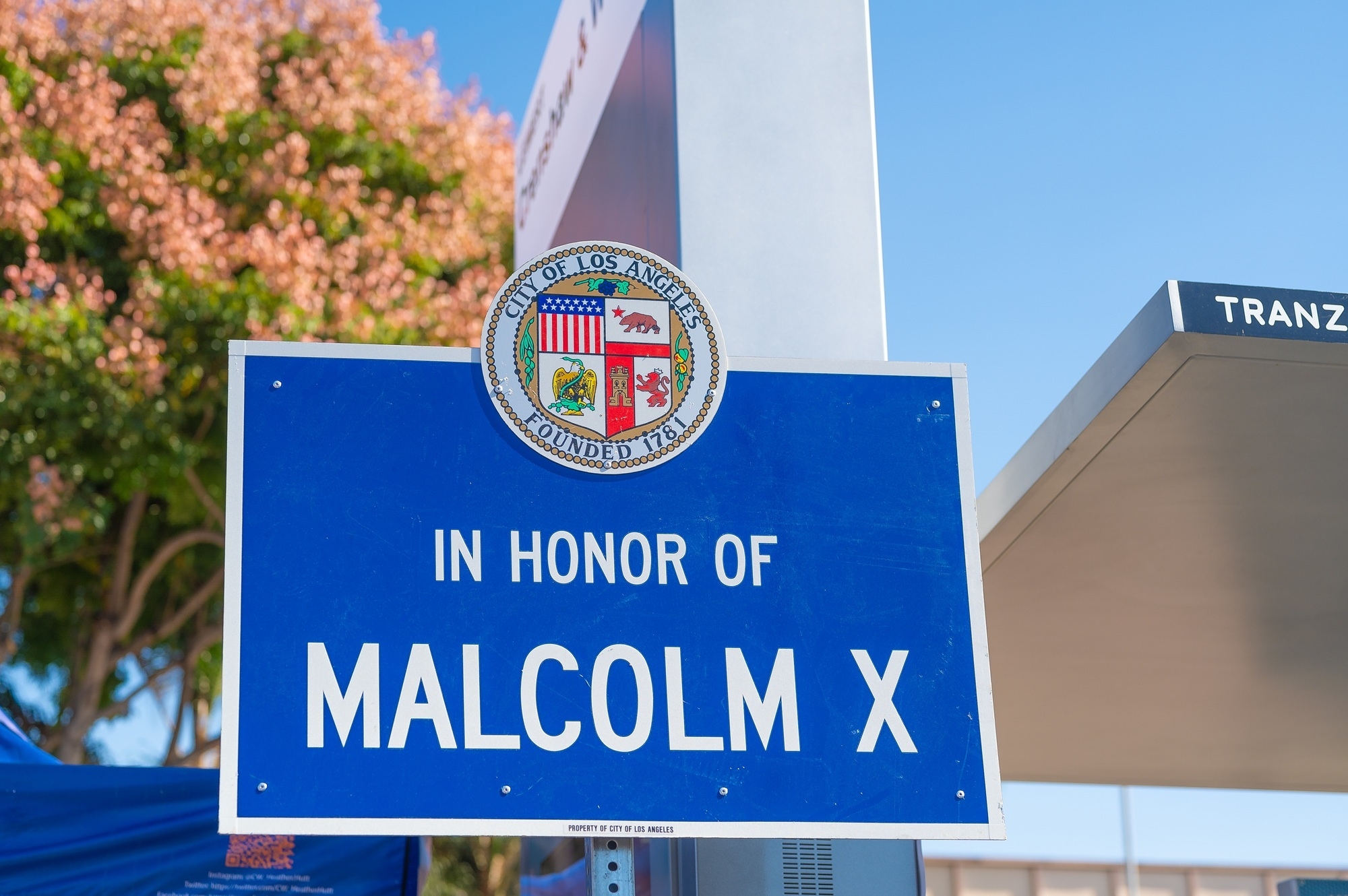 The city of Los Angeles unveils new street signs honoring Malcom X