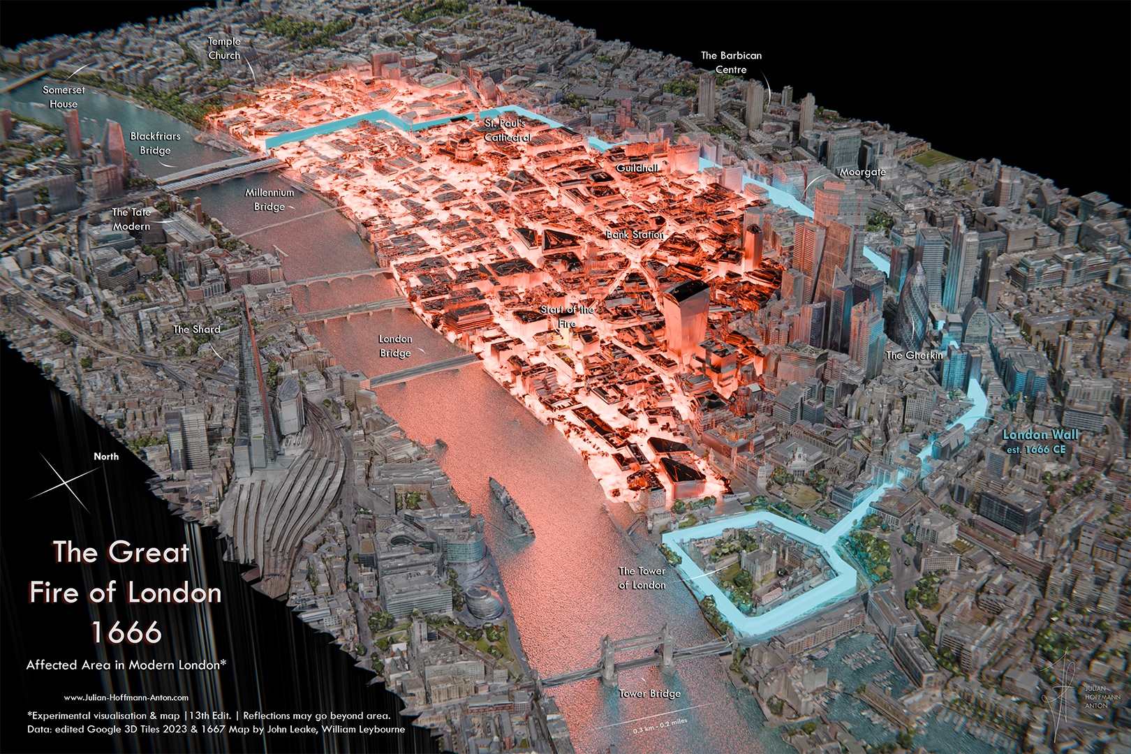 Mapped: the Great Fire of London on top of the modern day city