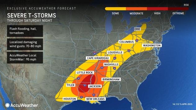 Southeast US to face a continued risk of severe weather this weekend