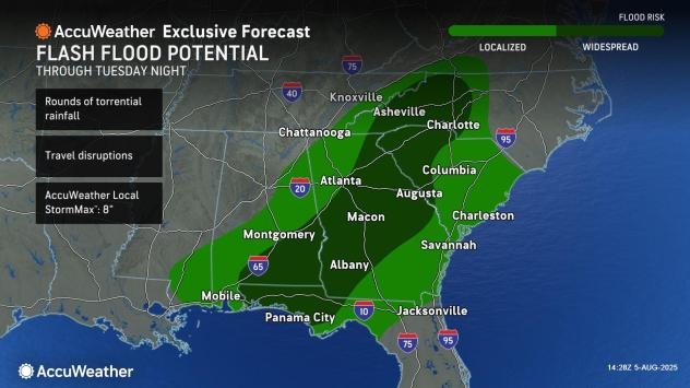 Southeast faces dangerous flash flooding as heavy rain returns