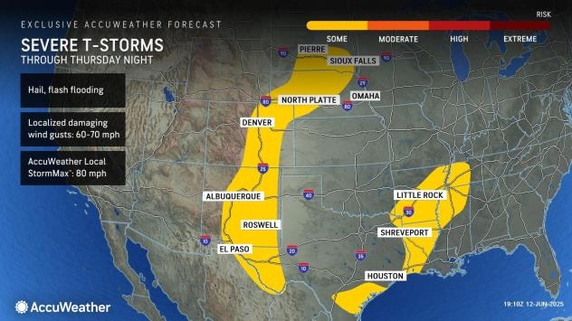 Severe storms to focus on Plains states through Father's Day weekend