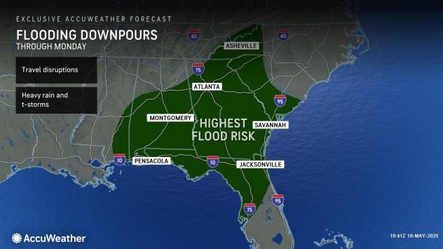 Storm crawling through Southeast will raise the risk for flooding, damaging thunderstorms