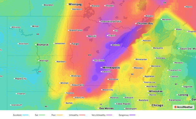 'Dangerous' air quality in Minnesota, Wisconsin as wildfire smoke pours in from Canada