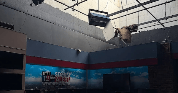 Texas Station Damaged by Winds Gusting Over 80MPH