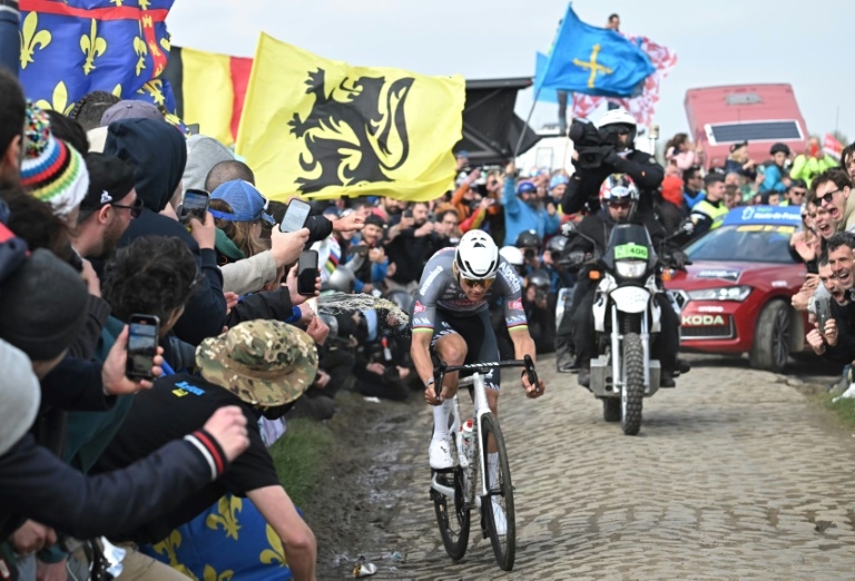 Van der Poel demands action after being hit in face by projectile at Paris-Roubaix