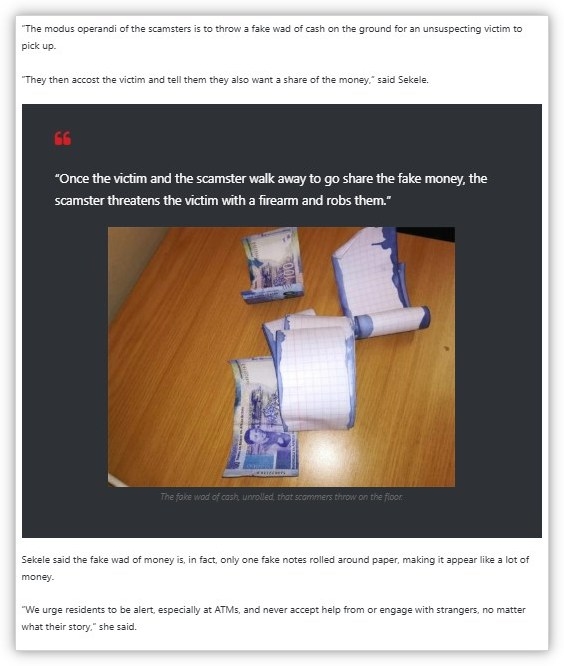 Old photos circulate in hoax posts about cash scams in South Africa