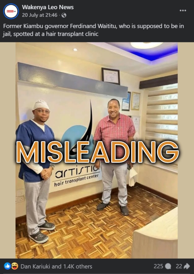 Old image causes confusion over convicted ex-Kenyan leader's whereabouts
