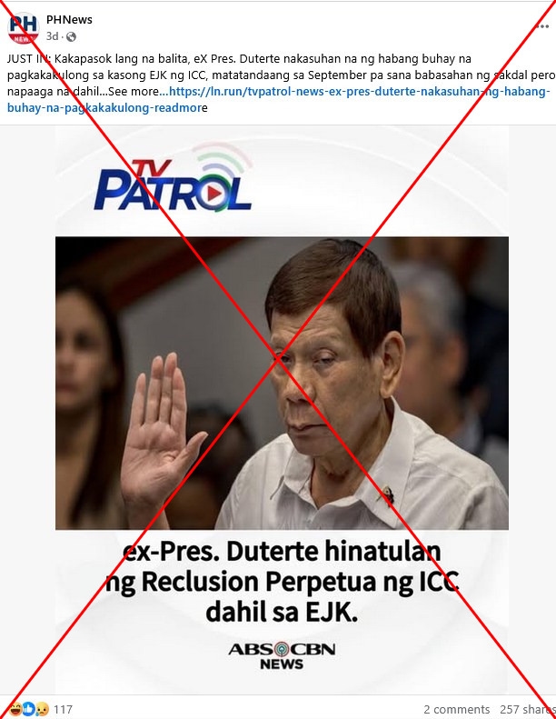Bogus Duterte report used to drive traffic to e-commerce site
