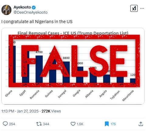 Post falsely claims Trump's deportation order does not affect Nigerians