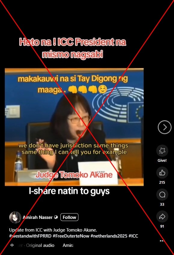 Pro-Duterte posts misrepresent ICC chief's comments on court's jurisdiction