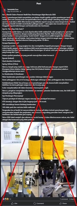 Posts falsely claim low-cost carriers to introduce standing seats in 2026