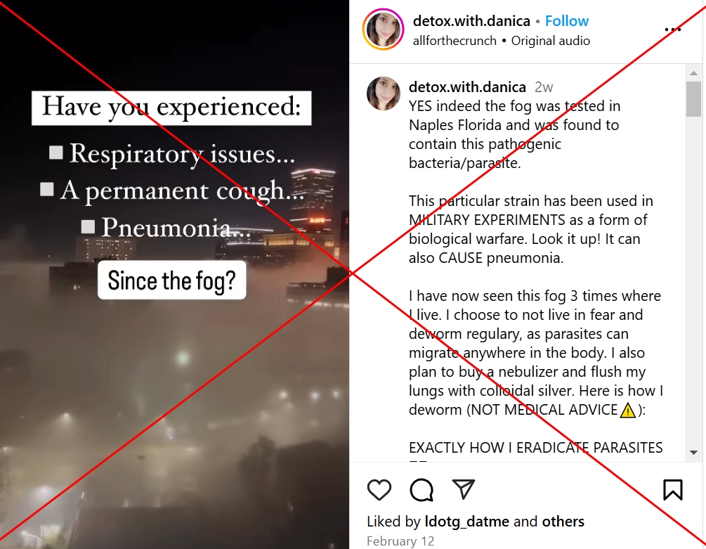Posts baselessly link influenza symptoms to 'toxic' fog