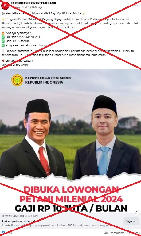 Bogus advert for govt farming job spreads in Indonesia