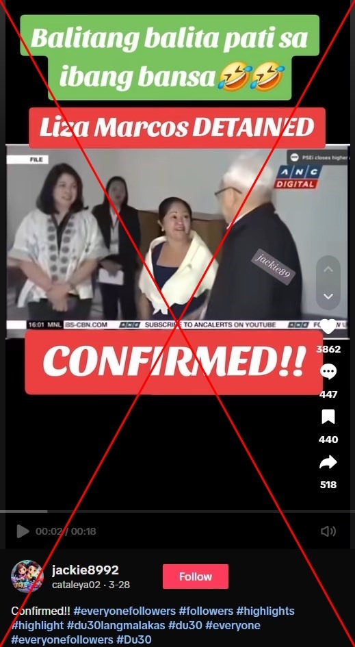 Philippine news outlet did not report first lady 'detained in Los Angeles'
