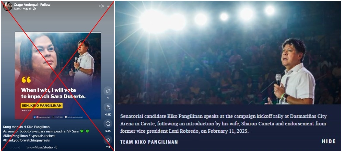 Baseless 'impeachment vote' claims target Philippine Senate hopeful