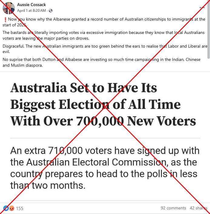Experts reject claim Australian PM naturalised migrants to influence election