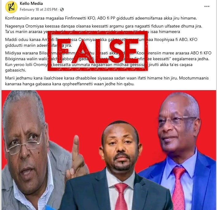 Posts falsely claim Ethiopian opposition parties held peace talks with ruling party