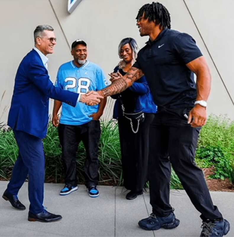 Jim Harbaugh Clears the Air on Viral Photograph With First Round Pick Omarion Hampton