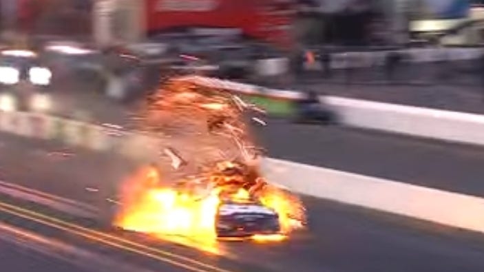 NHRA Funny Car Driver Okay After Massive Explosion at Sonoma