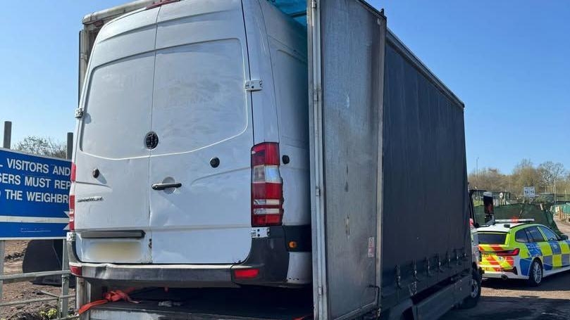 Police spot van poking out of lorry on M1