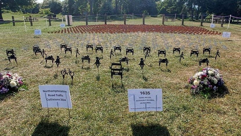 Silhouettes at country park represent road victims
