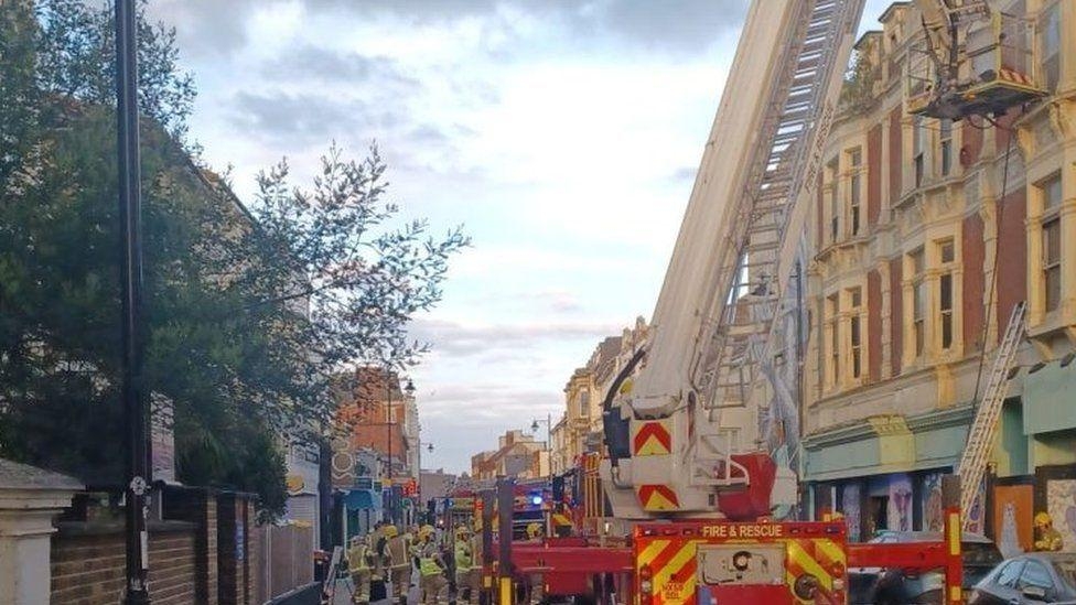 Crews tackle fire at derelict casino building