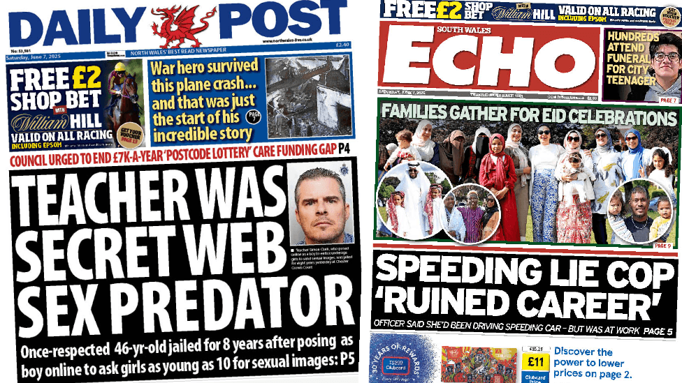 Wales' papers: Teacher was sex predator and speeding lie cop 'ruined career'