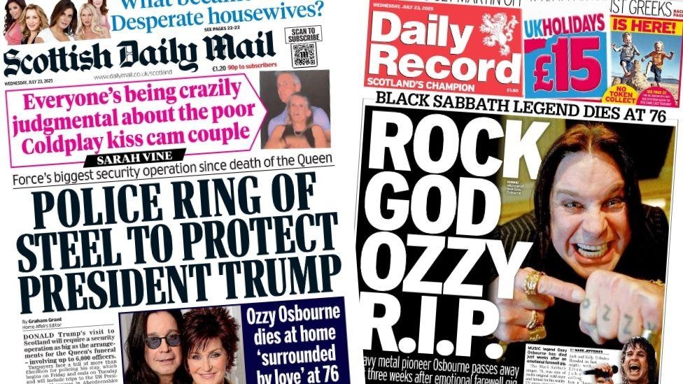 Scotland's papers: Police 'ring of steel' for Trump and Osbourne tributes