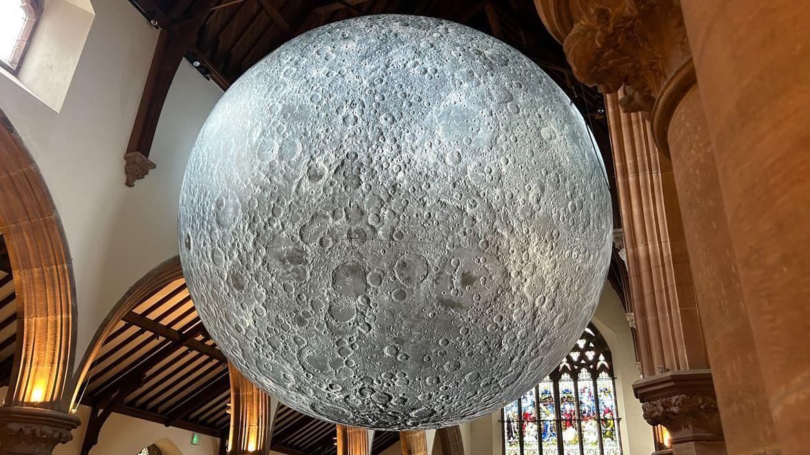 Moon sculpture illuminates western cathedral