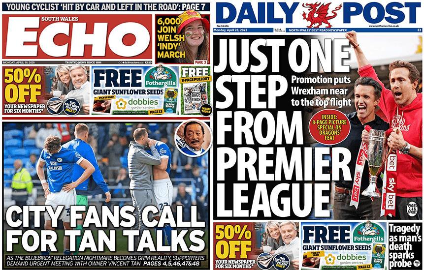 Wales' papers: City fans call for Tan talks and Wrexham promoted