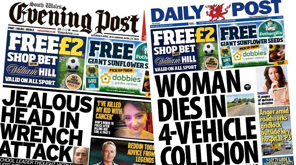 Wales' papers: Jealous head jailed for wrench attack